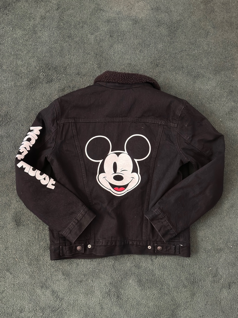 Levi's Black Denim Kids Jacket with Mickey Mouse Back Graphic - Picture 1 of 6